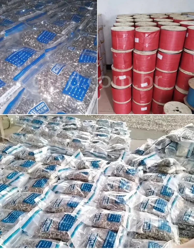 Componentes de instalação embalados e bobinas vermelhas